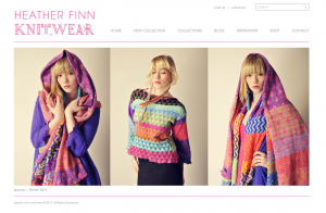 Screen grab of Heather Finn Knitwear's new homepage